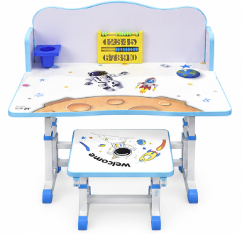 Moody's Bureau et Chaise pour Enfant – Ensemble Scolaire avec Rangement (Rose ou Bleu)