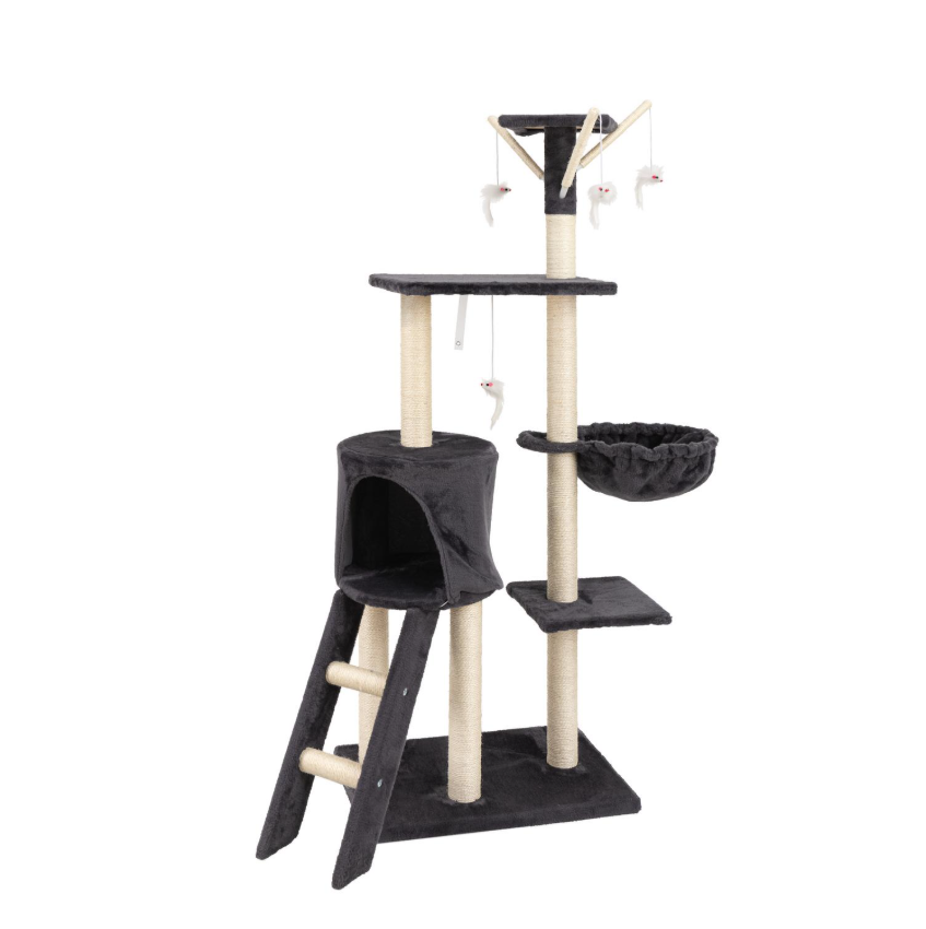Arbre À Chat En MDF Avec Corde En Sisal Et Peluche En Polyester, 50 × 34 × 138 Cm Image principale du produit