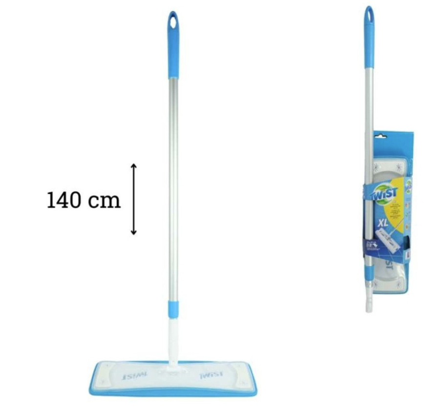 TWIST XL – Balai Plat Télescopique Pliable Avec 2 Lingettes Pour Lavage Des Sols Et Dépoussiérage Humide