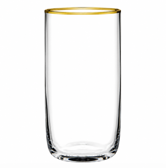 PASABAHÇE ICONIC – Set De 6 Verres Long Drink En Verre Avec Finition Dorée