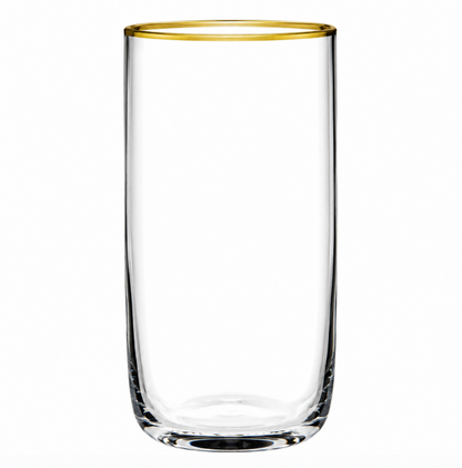 PASABAHÇE ICONIC – Set De 6 Verres Long Drink En Verre Avec Finition Dorée