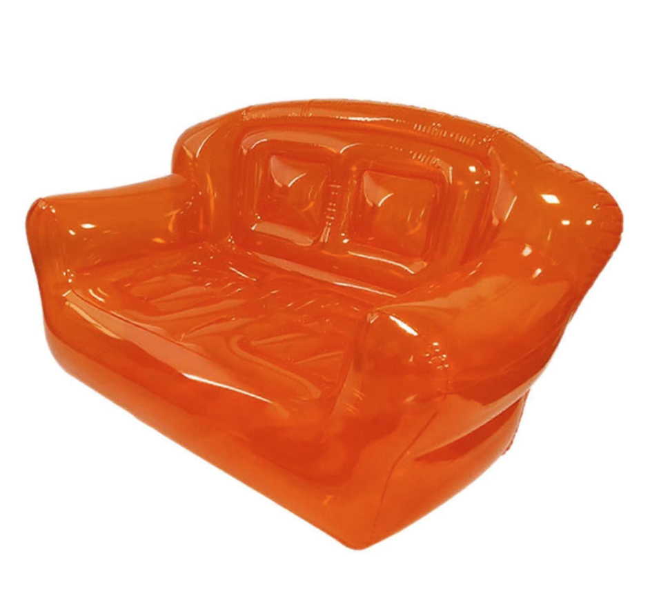 Canapé Gonflable Orange en PVC – 182 × 96 × 76 cm