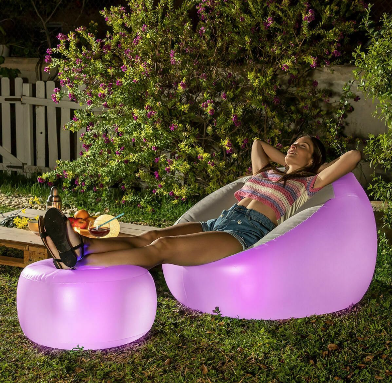 Gummy Fauteuil & Pouf Gonflables avec Éclairage LED RGB