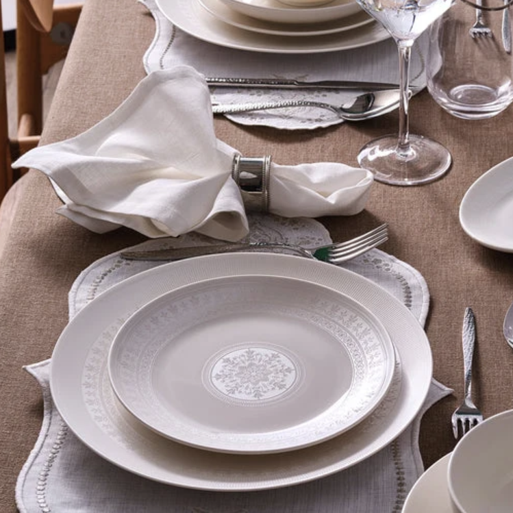 KARACA FOREVER BONE ARTISTE – Service De Table À Motifs Gris Pour 12 Personnes, 53 Pièces
