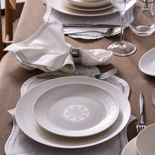 KARACA FOREVER BONE ARTISTE – Service De Table À Motifs Gris Pour 12 Personnes, 53 Pièces