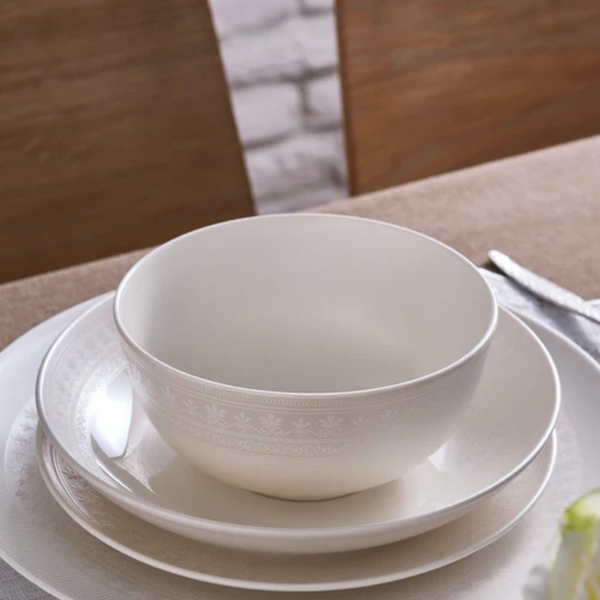 KARACA FOREVER BONE ARTISTE – Service De Table À Motifs Gris Pour 12 Personnes, 53 Pièces