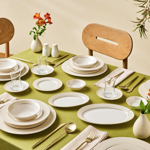 KARACA ELEGANCE BONE ALESSA – Service De Table Et De Petit-Déjeuner Pour 8 Personnes, 60 Pièces