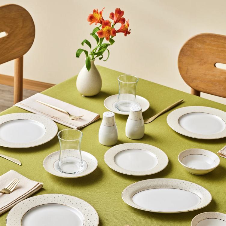 KARACA ELEGANCE BONE ALESSA – Service De Table Et De Petit-Déjeuner Pour 8 Personnes, 60 Pièces