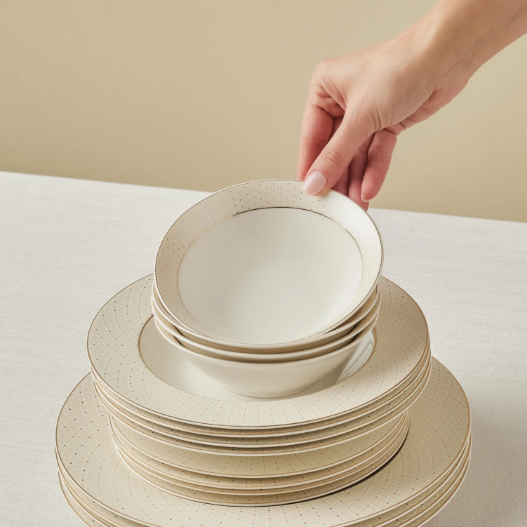 KARACA ELEGANCE BONE ALESSA – Service De Table Et De Petit-Déjeuner Pour 8 Personnes, 60 Pièces