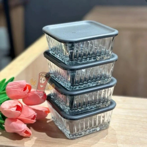 PASABAHÇE FREZYA – Set De 4 Bols En Verre Avec Couvercles, 9,8 Cm