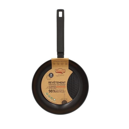 MENASTYL FIRST – Poêle En Aluminium Noir, Compatible Induction, 24 Cm