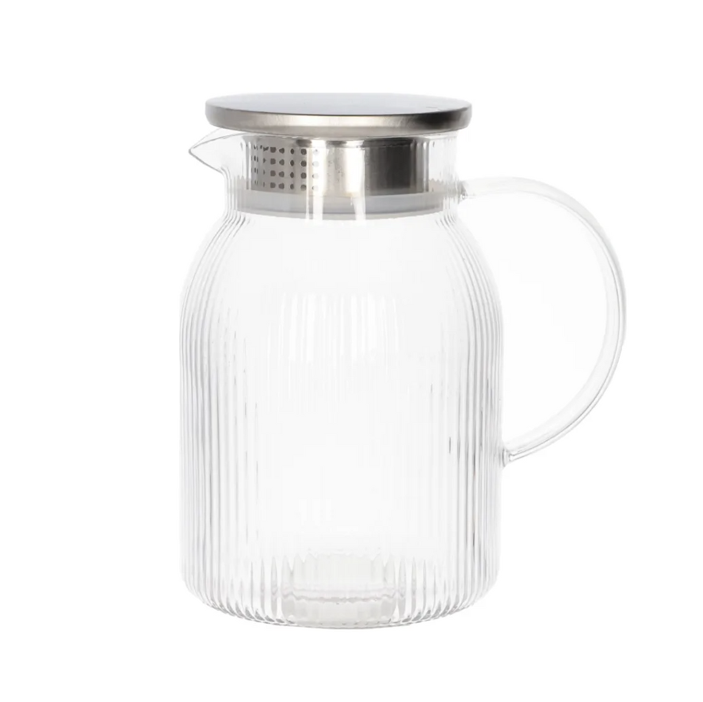 Danny Home – Théière en Verre Strié Avec Filtre en Acier Inoxydable – 1,9 L