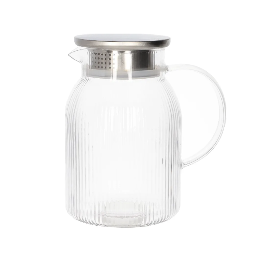 Danny Home – Théière en Verre Strié Avec Filtre en Acier Inoxydable – 1,9 L