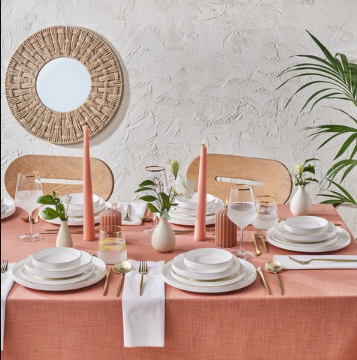 KARACA STREAM BONE SATURN – Service De Table Avec Détails Dorés Pour 6 Personnes, 24 Pièces