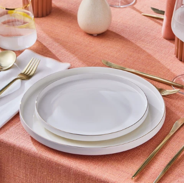 KARACA STREAM BONE SATURN – Service De Table Avec Détails Dorés Pour 6 Personnes, 24 Pièces