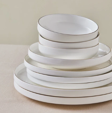 KARACA STREAM BONE SATURN – Service De Table Avec Détails Dorés Pour 6 Personnes, 24 Pièces
