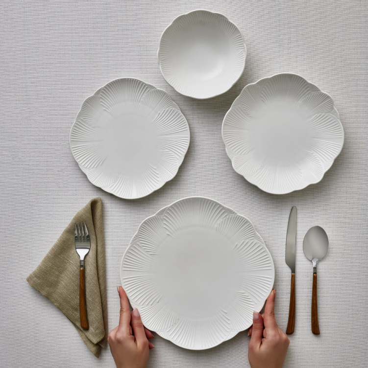 KARACA BLOOM – Service De Table En Bone China Blanc Pour 6 Personnes, 24 Pièces