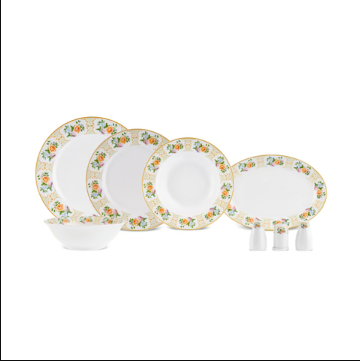 KARACA FOREVER BONE BRITROSE – Service De Table Pour 12 Personnes, 53 Pièces