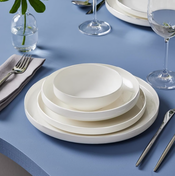 KARACA STREAM BONE SATURN – Service De Table Blanc Pour 6 Personnes, 24 Pièces