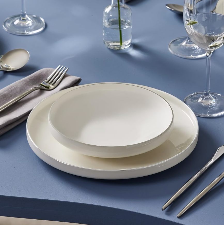 KARACA STREAM BONE SATURN – Service De Table Blanc Pour 6 Personnes, 24 Pièces