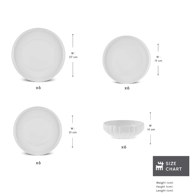 KARACA PUMPKI STREAM BONE – Service De Table Blanc Pour 6 Personnes, 24 Pièces