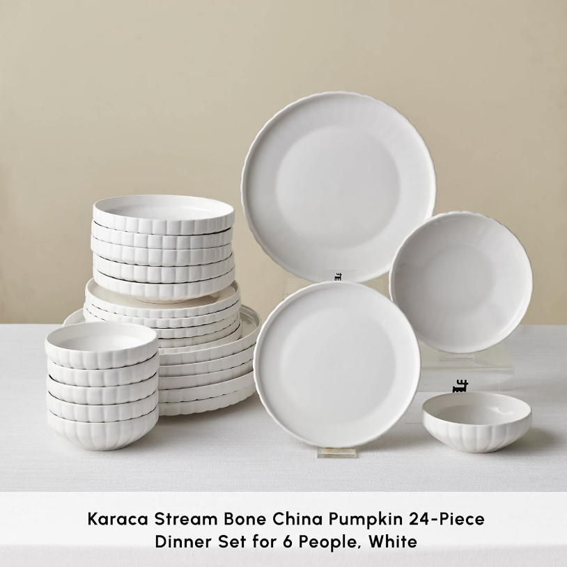 KARACA PUMPKI STREAM BONE – Service De Table Blanc Pour 6 Personnes, 24 Pièces