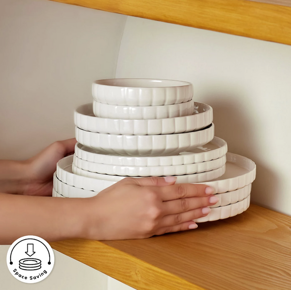 KARACA PUMPKI STREAM BONE – Service De Table Blanc Pour 6 Personnes, 24 Pièces