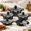 LEXICAL ECO SMART SERIES – Batterie De Cuisine En Aluminium Noire, Compatible Induction, 10 Pièces