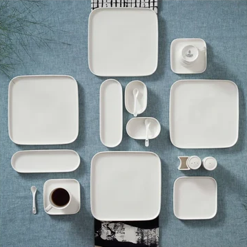 KARACA STREAM PURE STREAM BONE CHINA CUBIQUE – Service De Table Blanc Pour 6 Personnes, 35 Pièces