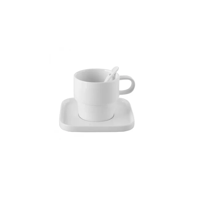 KARACA STREAM PURE STREAM BONE CHINA CUBIQUE – Service De Table Blanc Pour 6 Personnes, 35 Pièces