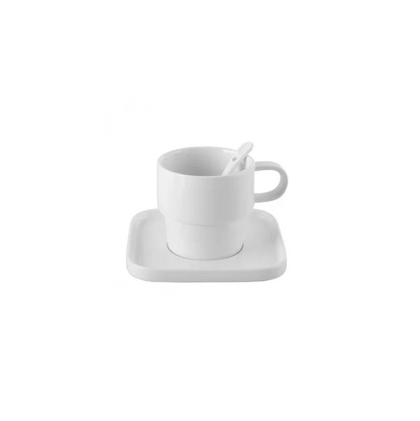 KARACA STREAM PURE STREAM BONE CHINA CUBIQUE – Service De Table Blanc Pour 6 Personnes, 35 Pièces