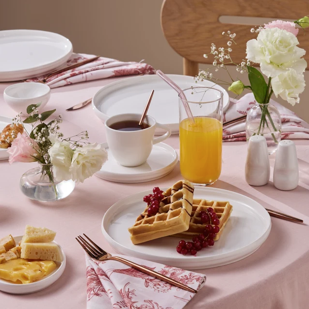 KARACA STREAM BONE SUNSET – Service De Petit-Déjeuner Blanc Pour 6 Personnes, 34 Pièces