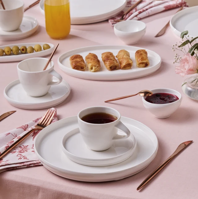 KARACA STREAM BONE SUNSET – Service De Petit-Déjeuner Blanc Pour 6 Personnes, 34 Pièces