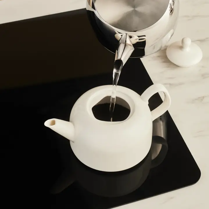 KARACA POCELINOX – Service À Thé En Porcelaine, Théière Inférieure 1 L Et Théière Supérieure 2 L