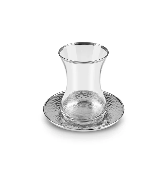 KARACA ADA – Service À Thé Turc Pour 6 Personnes, 18 Pièces, 130 Ml, Finition Platine