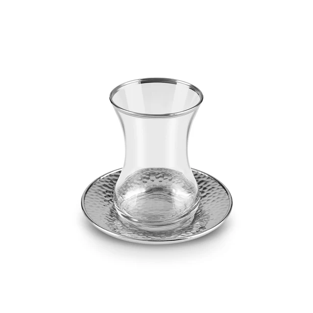 KARACA ADA – Service À Thé Turc Pour 6 Personnes, 18 Pièces, 130 Ml, Finition Platine