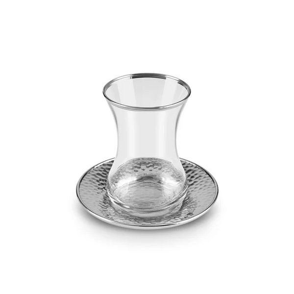 KARACA ADA – Service À Thé Turc Pour 6 Personnes, 18 Pièces, 130 Ml, Finition Platine