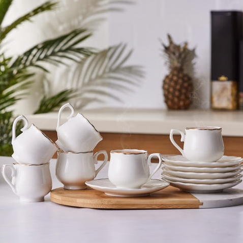 KARACA BEYKOZ – Service À Café Pour 6 Personnes, 12 Pièces : 6 Tasses À Café (80 Ml) Et 6 Soucoupes Image principale du produit