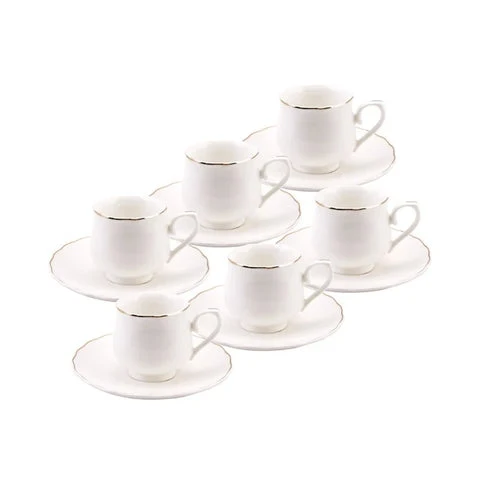 KARACA BEYKOZ – Service À Café Pour 6 Personnes, 12 Pièces : 6 Tasses À Café (80 Ml) Et 6 Soucoupes
