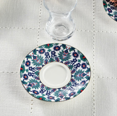 KARACA EDIRNE – Service À Thé Turc Pour 6 Personnes, 12 Pièces : 6 Verres À Thé (130 Ml) Et 6 Soucoupes En New Bone, Multicolore Image secondaire du produit