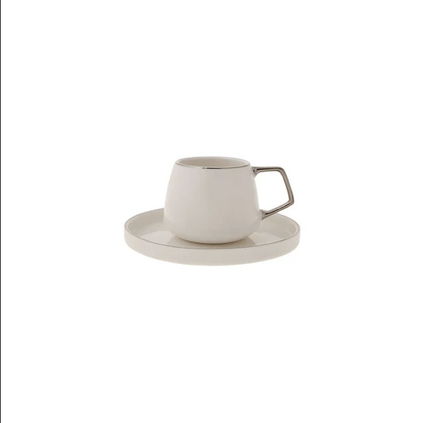 Karaca Streamline Saturn Platinum – Service à Café en Porcelaine 12 Pièces Pour 6 Personnes – 100 ml