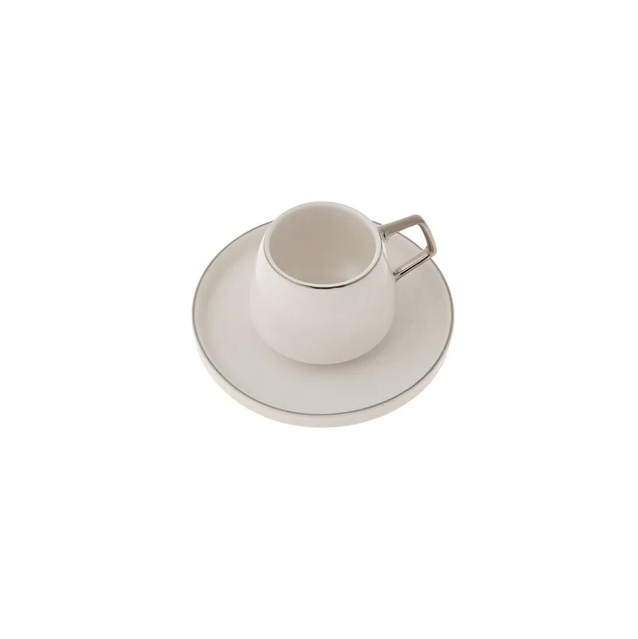Karaca Streamline Saturn Platinum – Service à Café en Porcelaine 12 Pièces Pour 6 Personnes – 100 ml