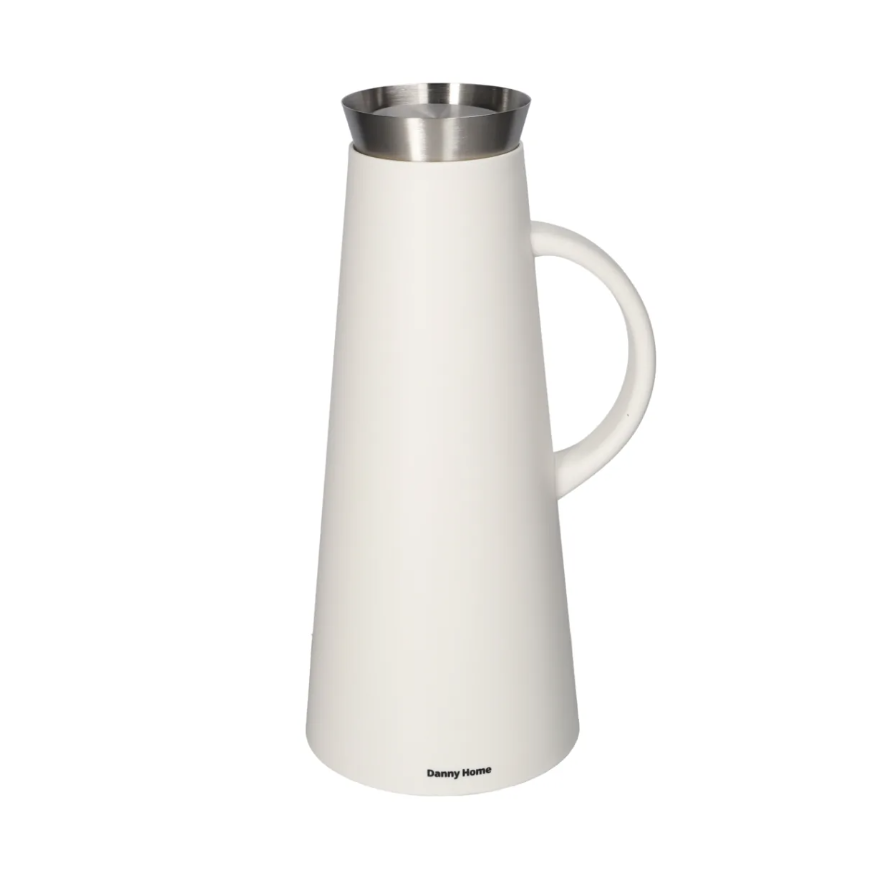 DANNY HOME – Carafe Isotherme À Double Paroi En Verre, Blanche Et Argentée, 1 L, 16 × 13,9 × 32,5 Cm