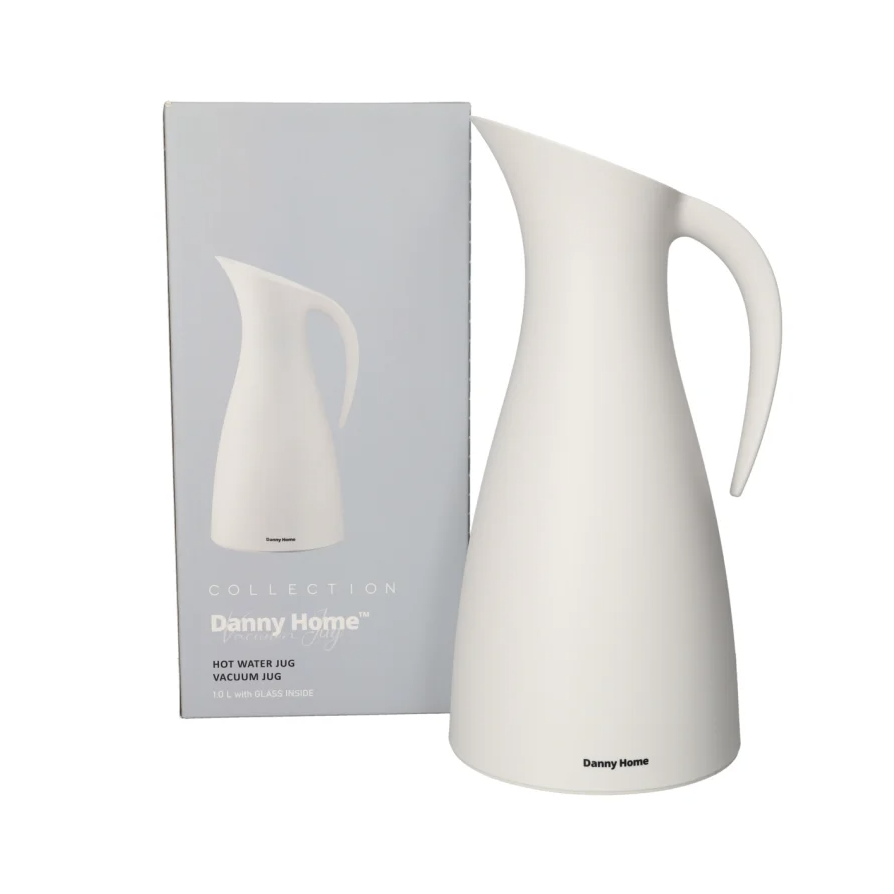 DANNY HOME – Carafe Isotherme À Double Paroi En Verre, Blanche, 1 L, 14,5 × 14,8 × 30 Cm