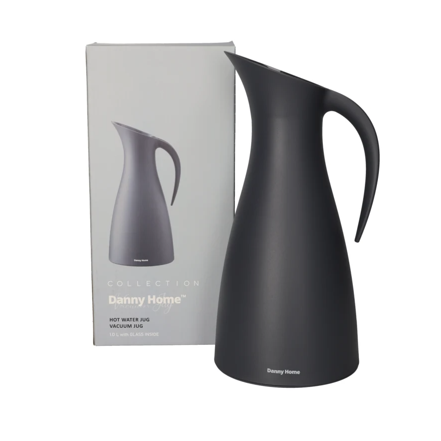 DANNY HOME – Carafe Isotherme À Double Paroi En Verre, Noir, 1 L, 14,5 × 14,8 × 30 Cm