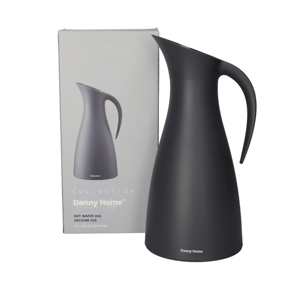 DANNY HOME – Carafe Isotherme À Double Paroi En Verre, Noir, 1 L, 14,5 × 14,8 × 30 Cm