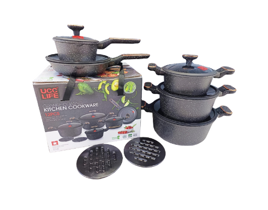 Batterie de cuisine UCC LIFE 12 pièces avec revêtement en granit