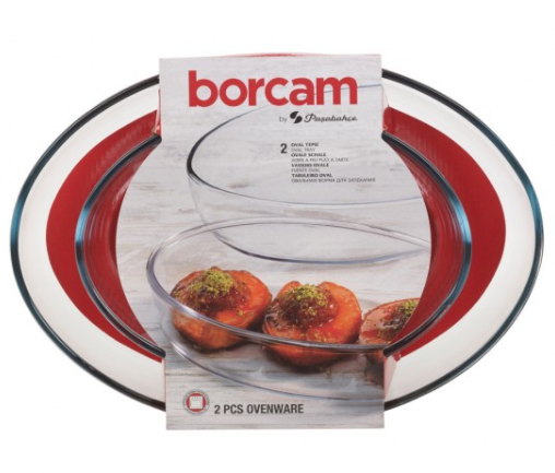 Pasabahce Borcam – Lot de 2 Plats en Verre pour Four (Ovales)