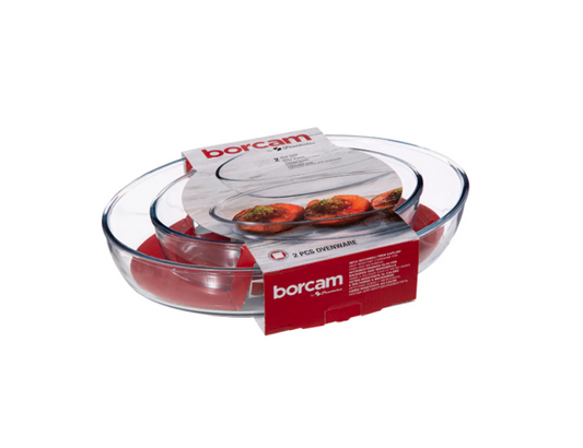 Pasabahce Borcam – Lot de 2 Plats en Verre pour Four (Ovales)