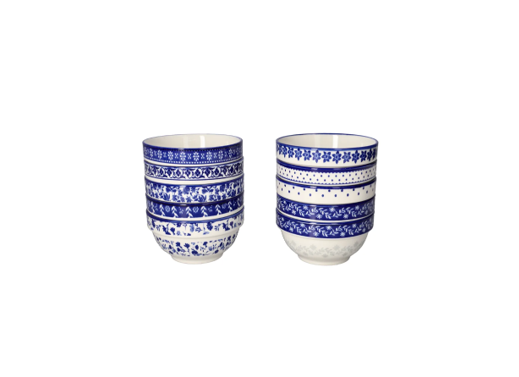 Set de 10 Bols Bohème – Porcelaine Bleu & Blanc - Danny Home™